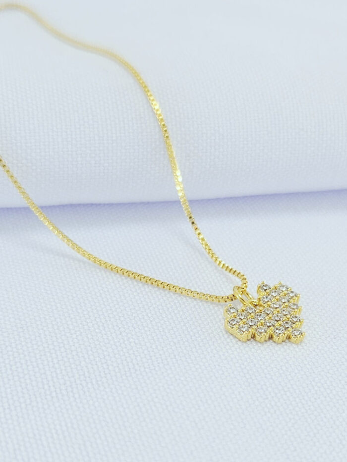 Gargantilha com coração cravejado