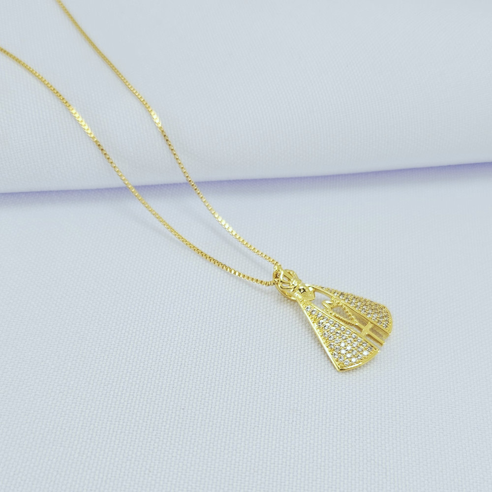 Gargantilha Nossa Senhora Aparecida cravejada