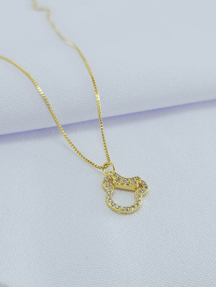 Gargantilha Minnie Mouse vazado cravejado