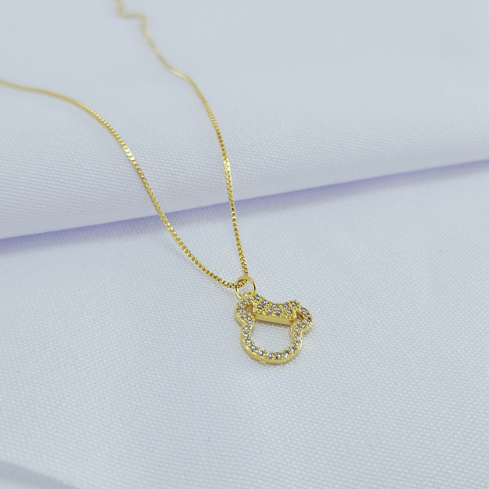 Gargantilha Minnie Mouse vazado cravejado