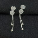 Brinco base coração duplo pedra cristal com fio veneziana