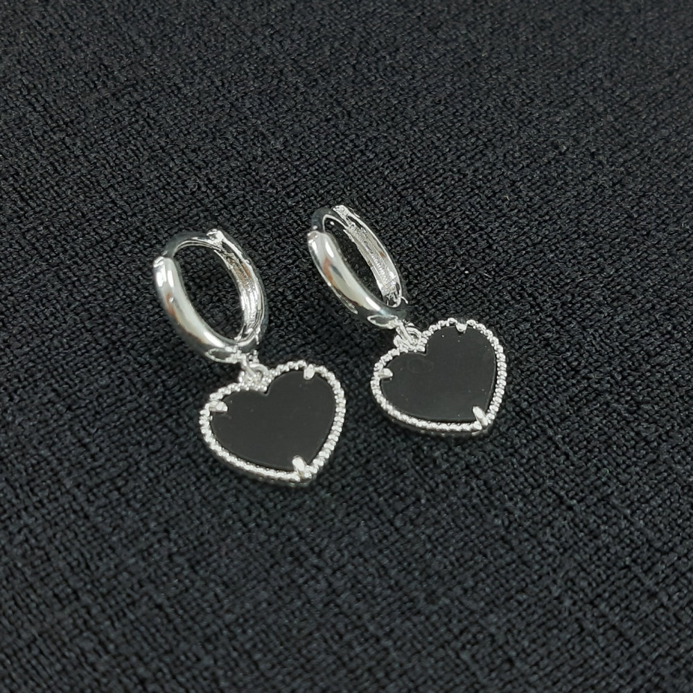 Brinco argola pêndulo coração - Imagem 2