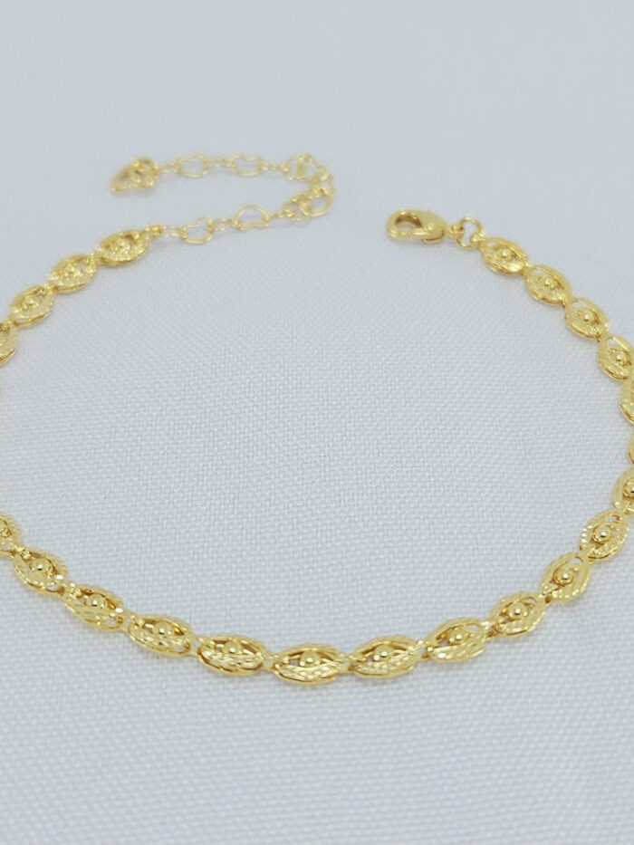 Pulseira elo oval detalhe bolinha lisa