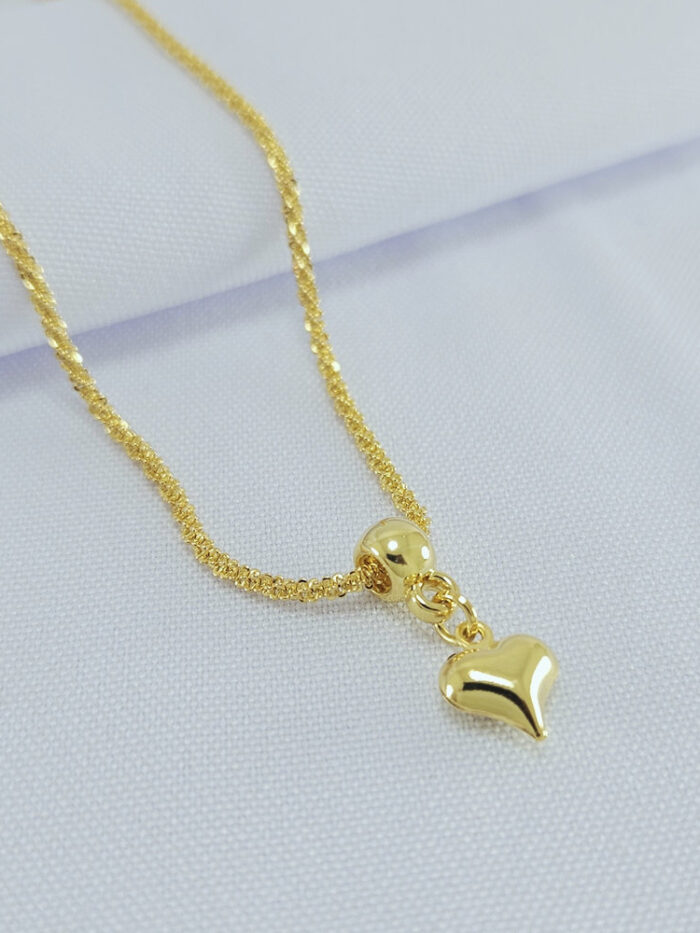 Gargantilha choker com coração liso pêndulo