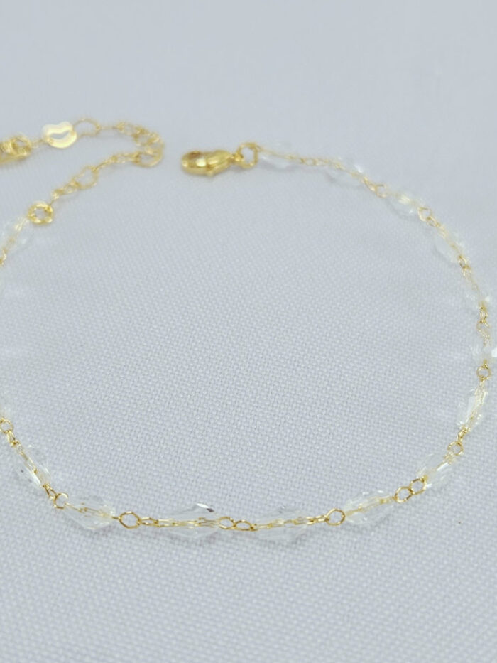 Pulseira pedras cristais formato oval