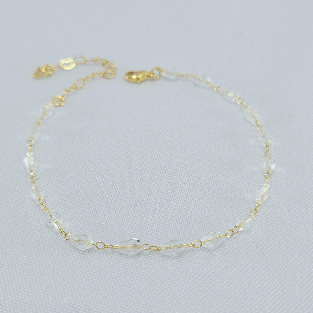 Pulseira pedras cristais formato oval