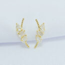 Brinco curvado gotas cristal