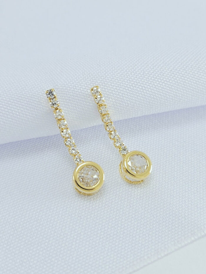 Brinco fio riviera cristal redondo