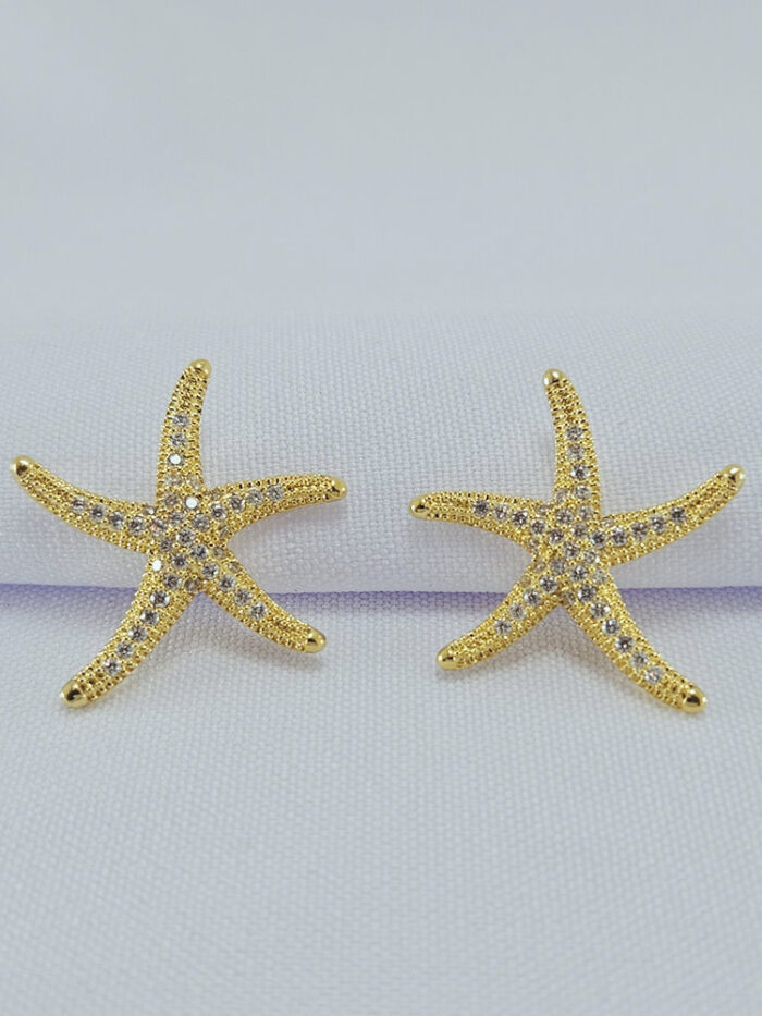 Brinco estrela do mar detalhe cravejado
