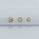 Trio de brincos rosa e cristal borda cravejada