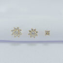 Trio de brincos flor cristal