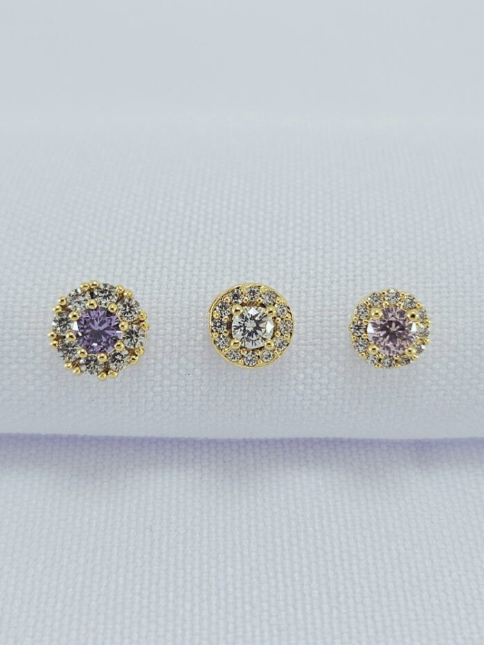 Brinco trio sortidos borda cravejada