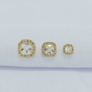 Trio de brincos quadrado cristal borda cravejada