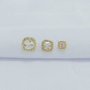 Trio de brincos cristal e rosa borda cravejada