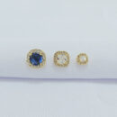 Trio de brincos cristal e azul borda cravejada