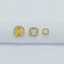 Trio de brincos cristal e amarelo borda cravejada