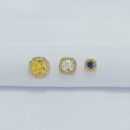 Trio de brincos sortidos quadrado borda cravejada