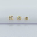 Trio de brincos cristal quadrado borda detalhada