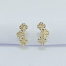 Brinco pedra quadrada cristal triplo