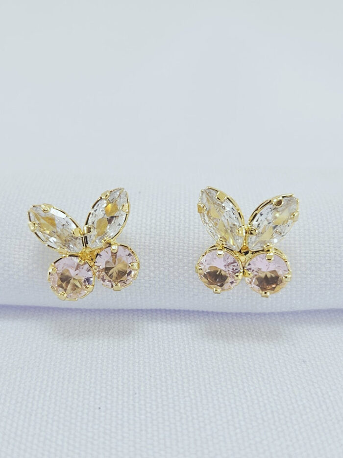 Brinco borboleta com cristais