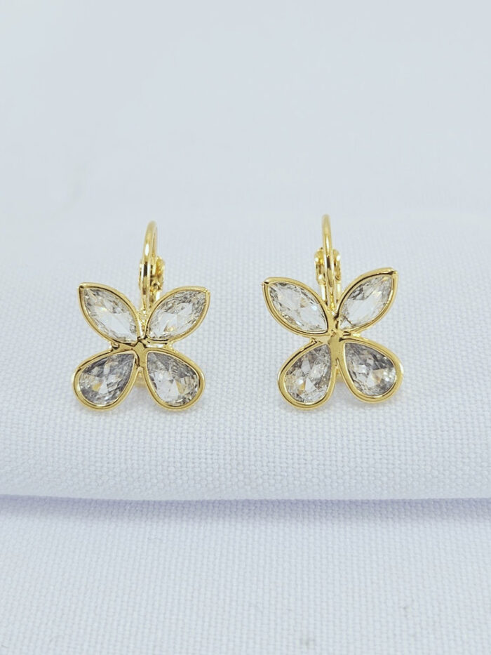 Brinco gancho borboleta cristal
