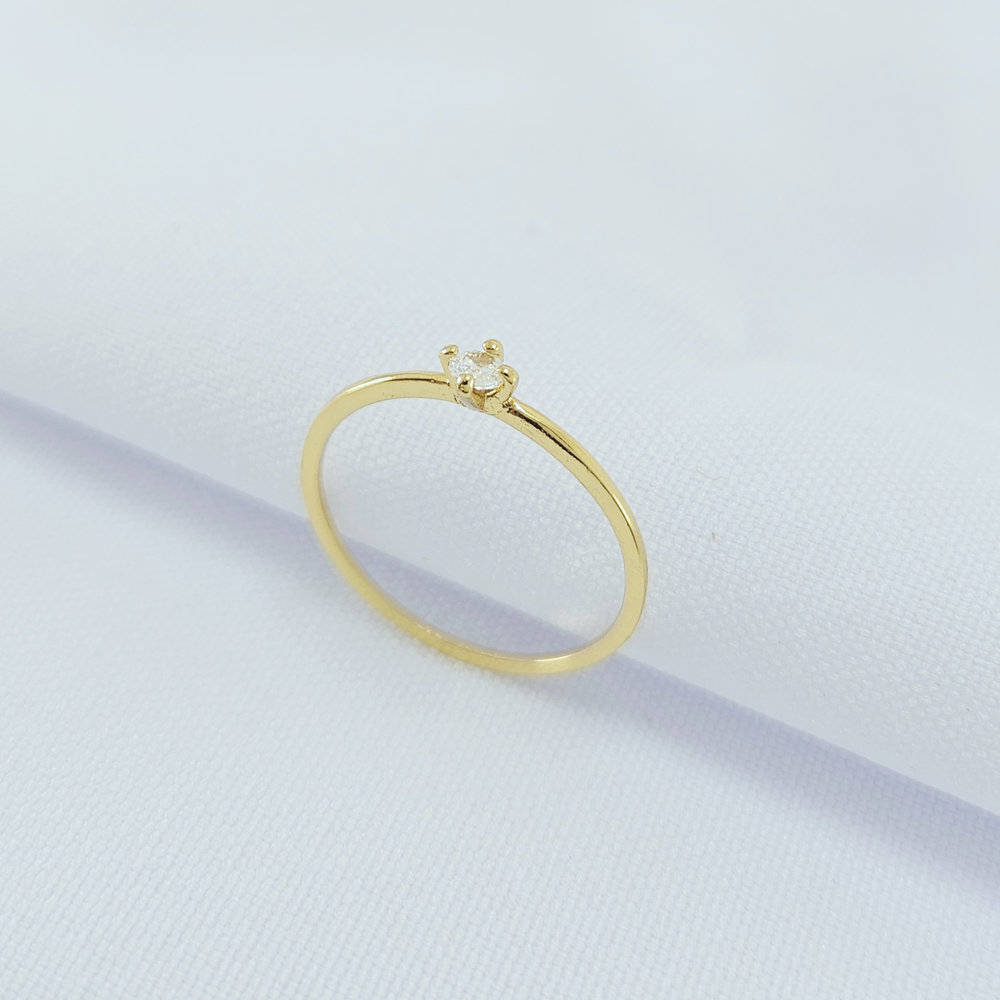 Anel minimalista pedra solitária