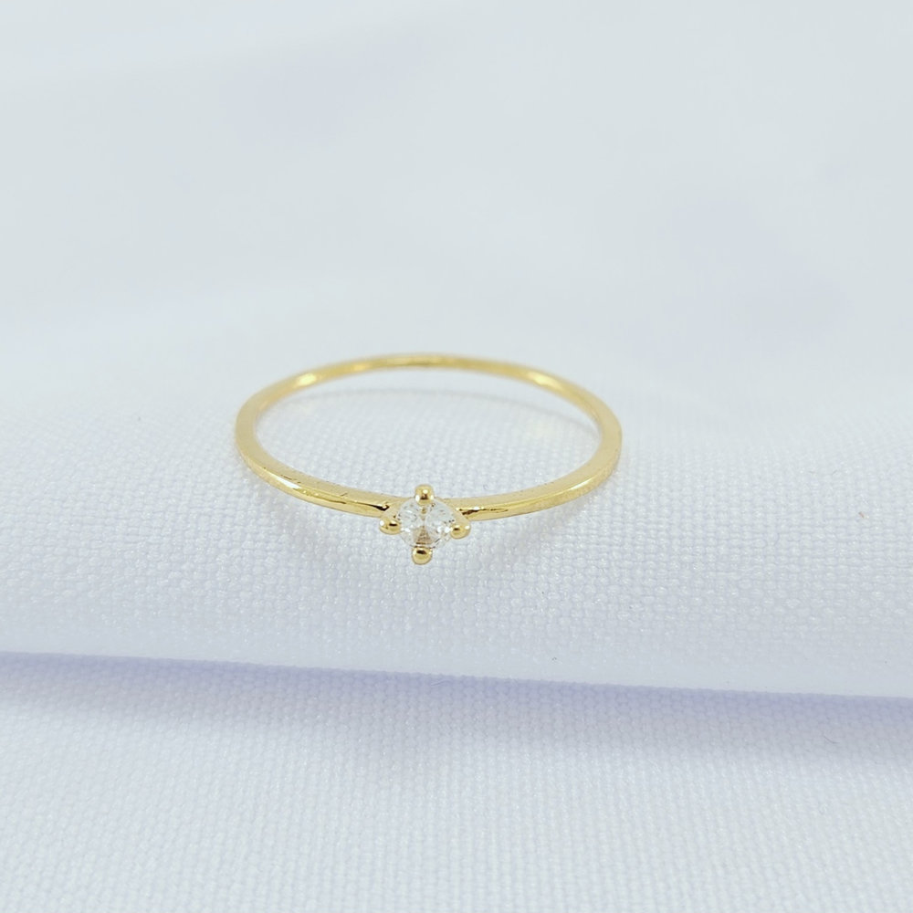 Anel minimalista pedra solitária - Imagem 2