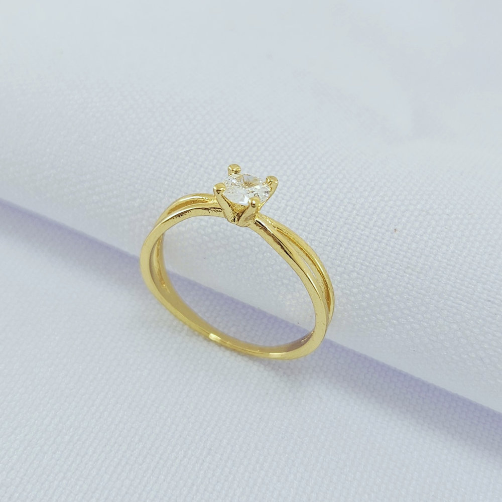 Anel pedra cristal detalhe vazado