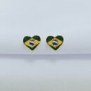 Brinco coração bandeira do Brasil