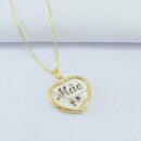 Gargantilha coração nome Mãe vazado