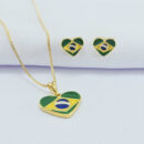 Conjunto bandeira do Brasil formato coração