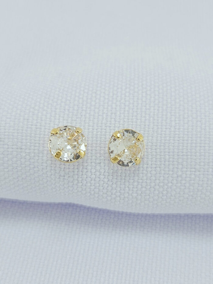 Brinco infantil pedra cristal redondo - IVOPITA