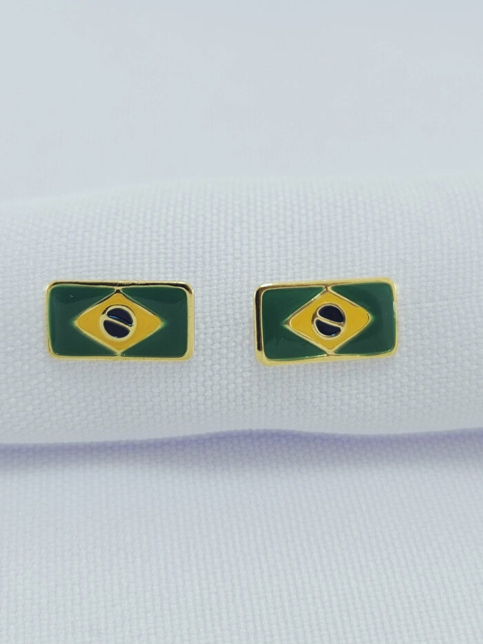 Brinco bandeira do Brasil retangular