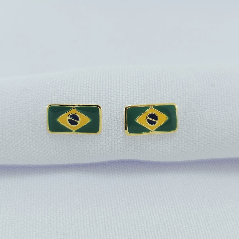 Brinco bandeira do Brasil retangular