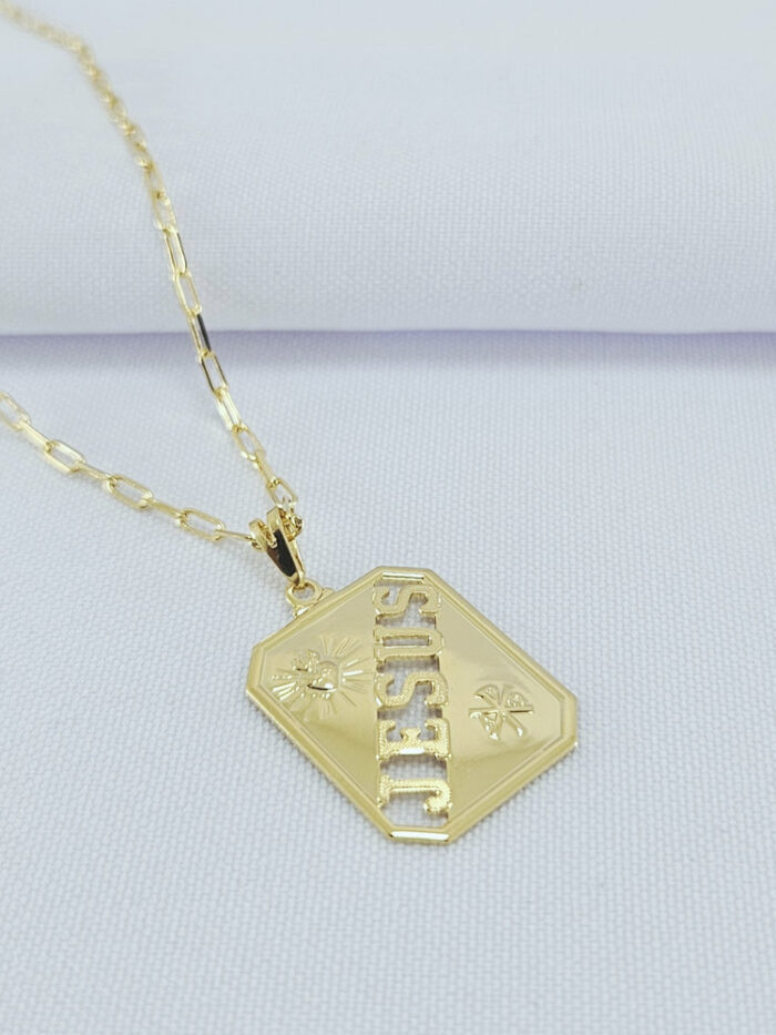 Corrente masculina pingente nome Jesus