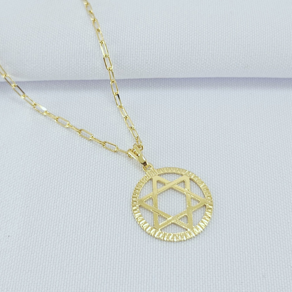 Cordão masculino estrela de Davi borda detalhada