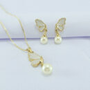Conjunto borboleta resinado madre pérola