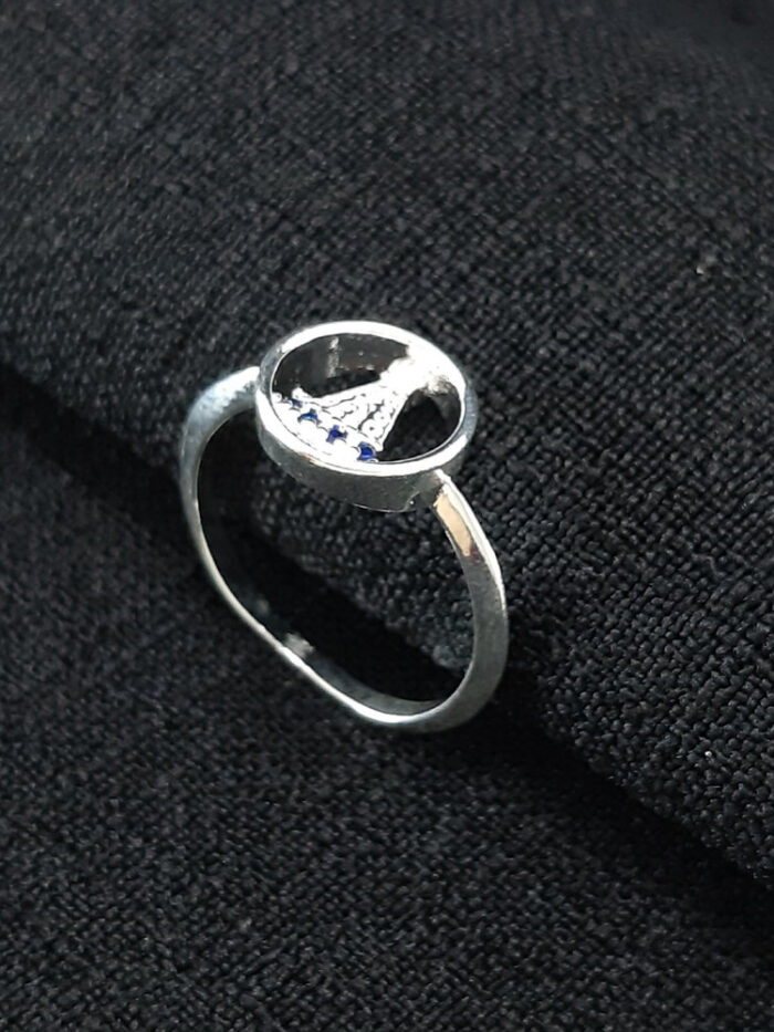 Anel Nossa Senhora Aparecida com pedrInhas  azul