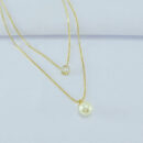 Gargantilha dupla pérola com ponto de luz