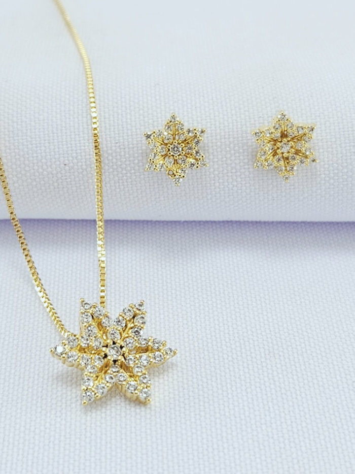 Conjunto floco de neve detalhado