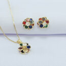 Conjunto flor colorida com ponto de luz