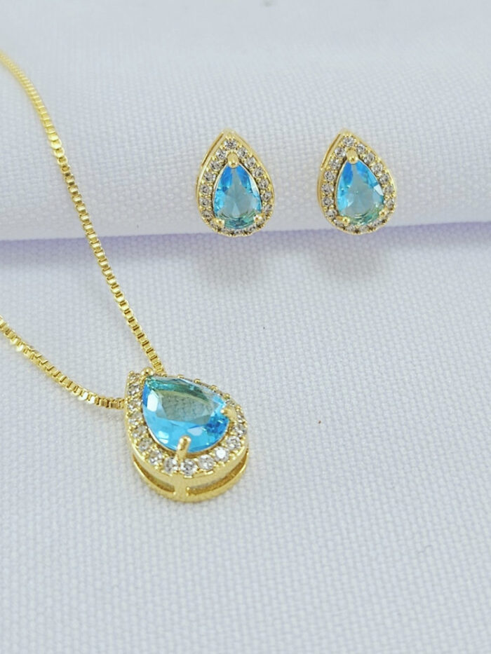 Conjunto gota cravejado