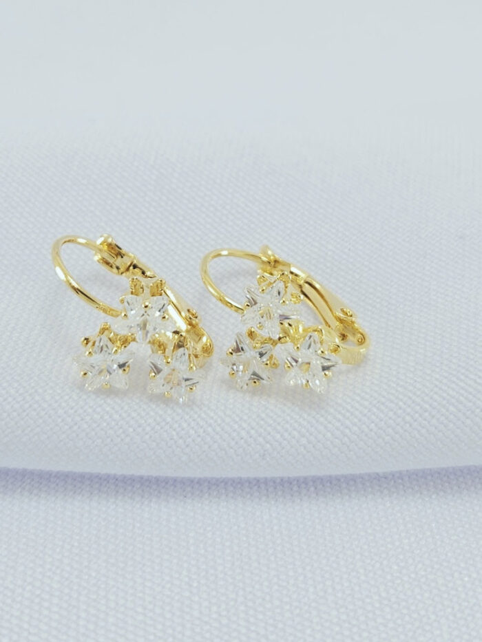 Brinco argola estrelas cristais