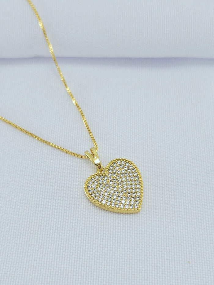 Gargantilha veneziana pingente coração detalhado