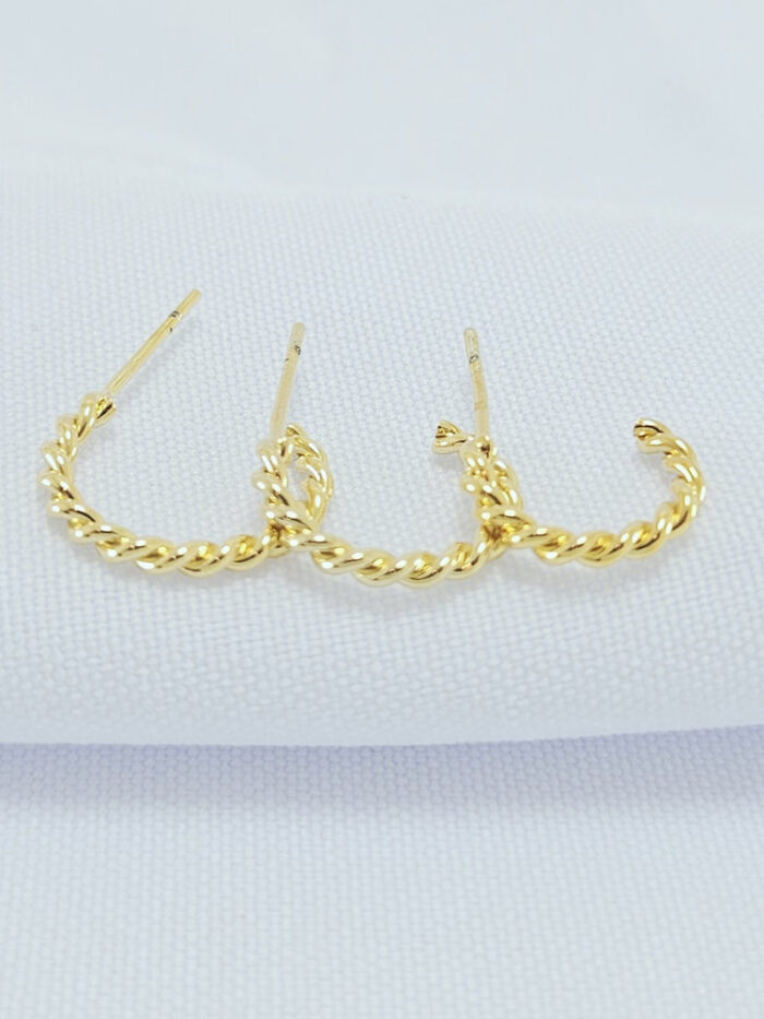 Argola trio de brincos elo trançado