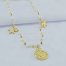 Gargantilha pérola detalhe concha e estrelas