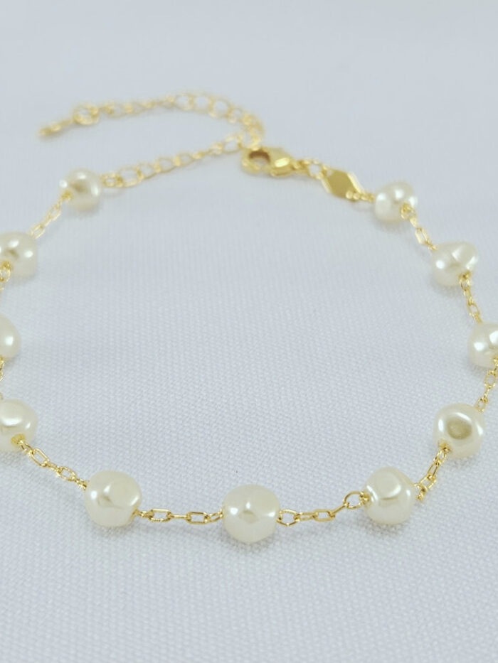 Pulseira pérola formato barroca