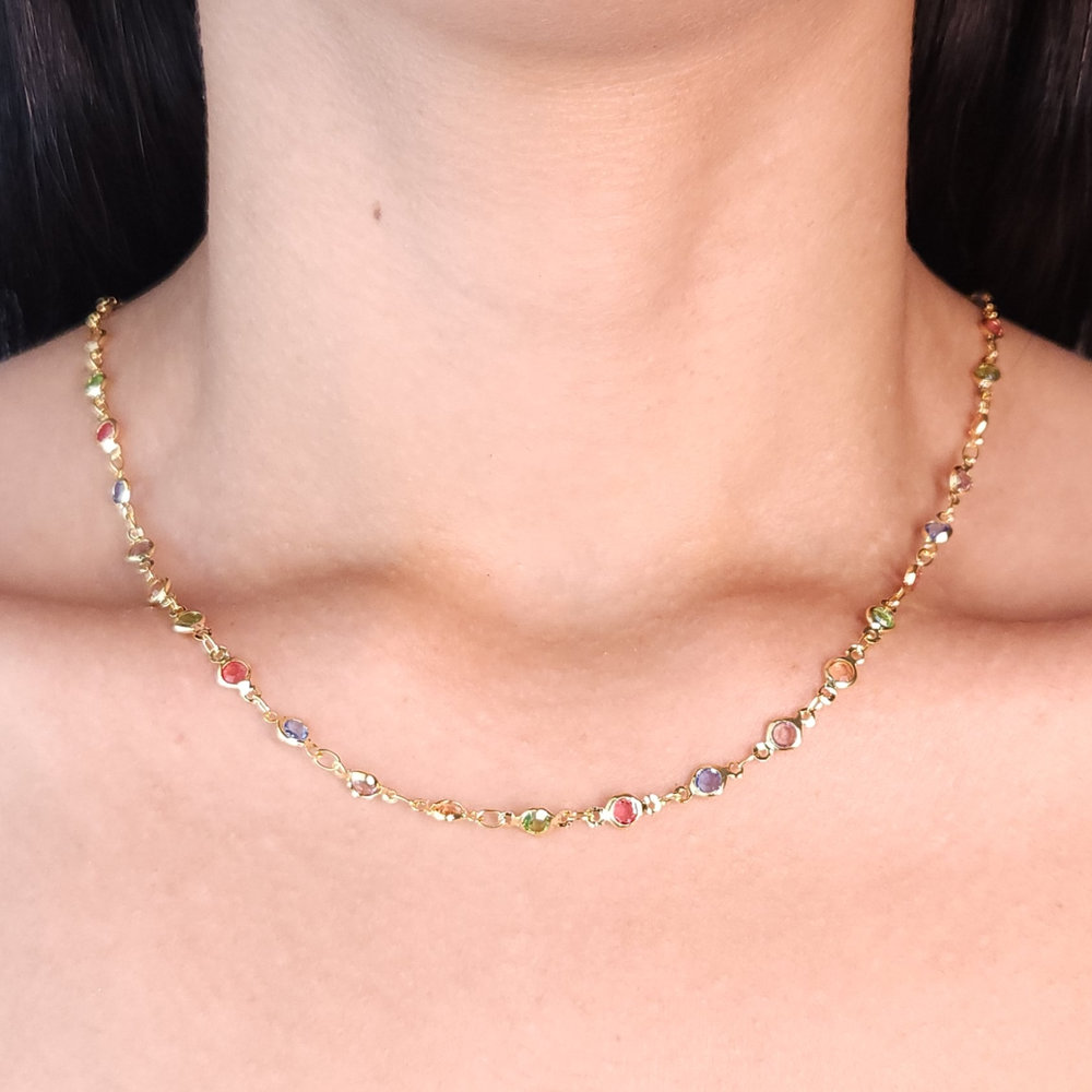 Gargantilha choker pedras circulares - Imagem 2