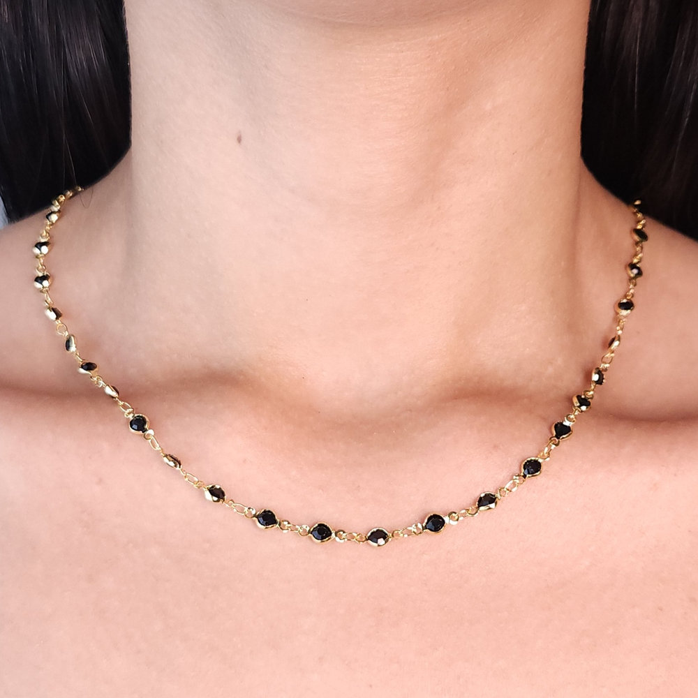 Gargantilha choker pedras circulares