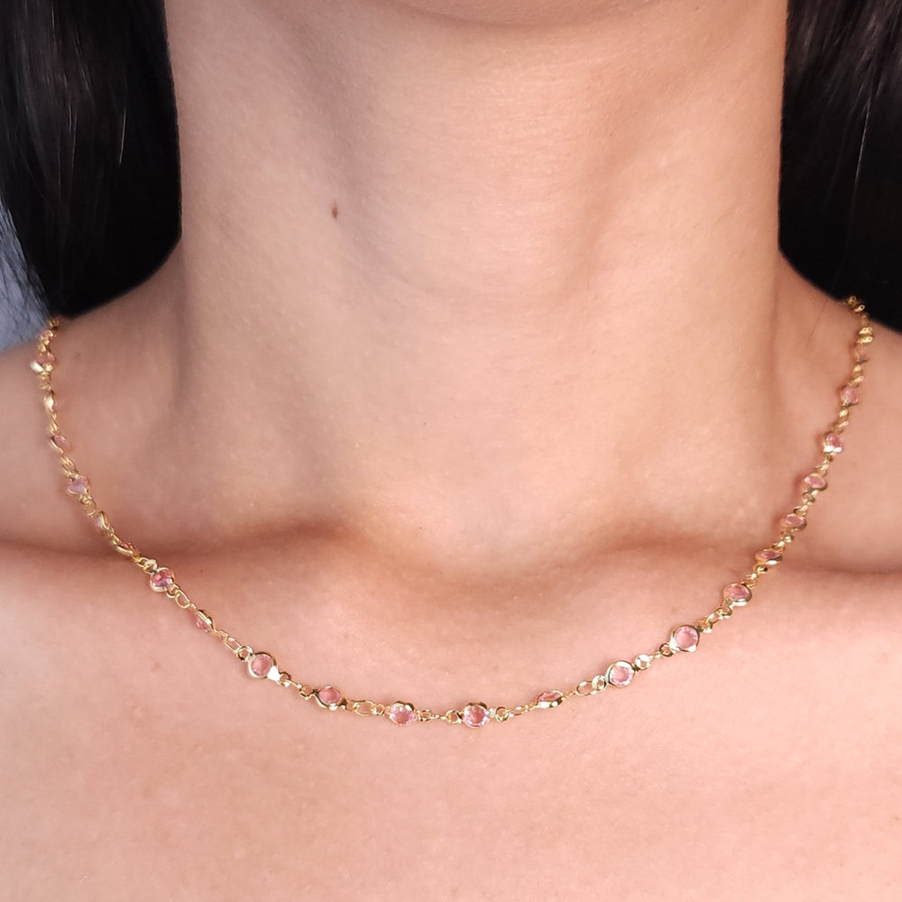 Gargantilha choker pedras circulares - Imagem 4
